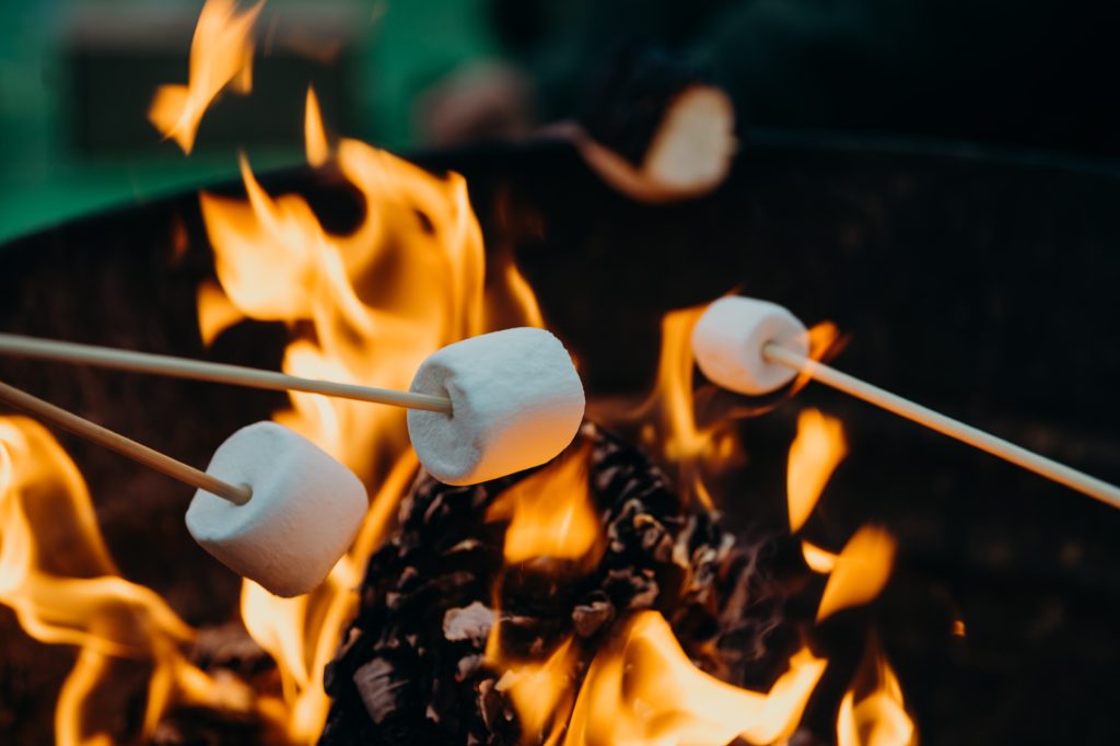 roasting marshmallows over fire